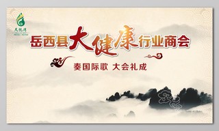 岳西县大健康行业商会中国风展板设计